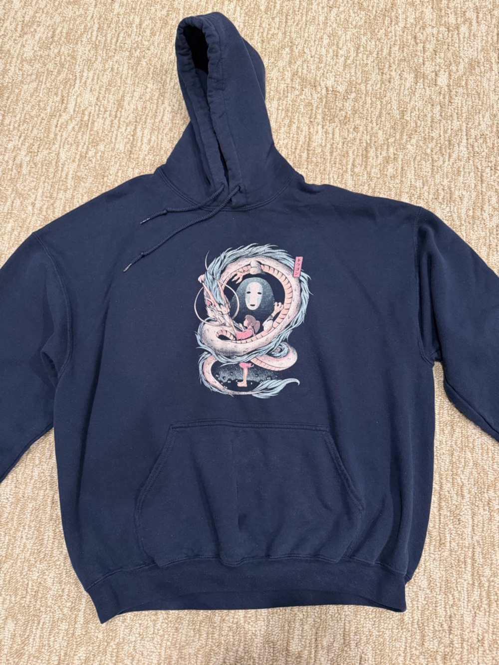 Navy Graphic Spirited Away Dragon Pullover Hoodie - Men